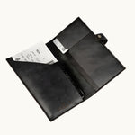 Black vegan leather passport holder for executive corporate gifts