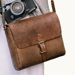 Veg-tanned leather crossbody satchel, a personalised executive gift made by women artisans in India
