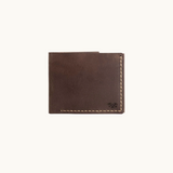 Vintage Brown Leather Wallet showing hand-stitched leather detail