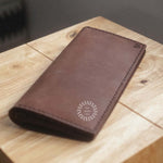 Vintage brown fairtrade leather wallet sustainable corporate gift for executive gifting and clients
