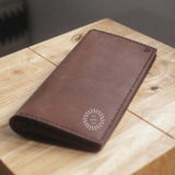 Vintage brown fairtrade leather wallet sustainable corporate gift for executive gifting and clients