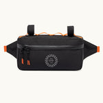 Water Resistant Frame Bag in black, showing logo placement