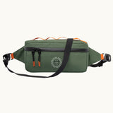 Water Resistant Frame Bag in olive, showing logo placement