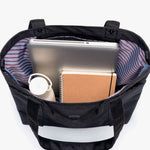 Water-Resistant Tote Bag in black, open
