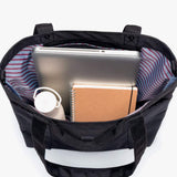 Water-Resistant Tote Bag in black, open