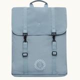 Stone blue vegan slim backpack. Eco-friendly branded merchandise