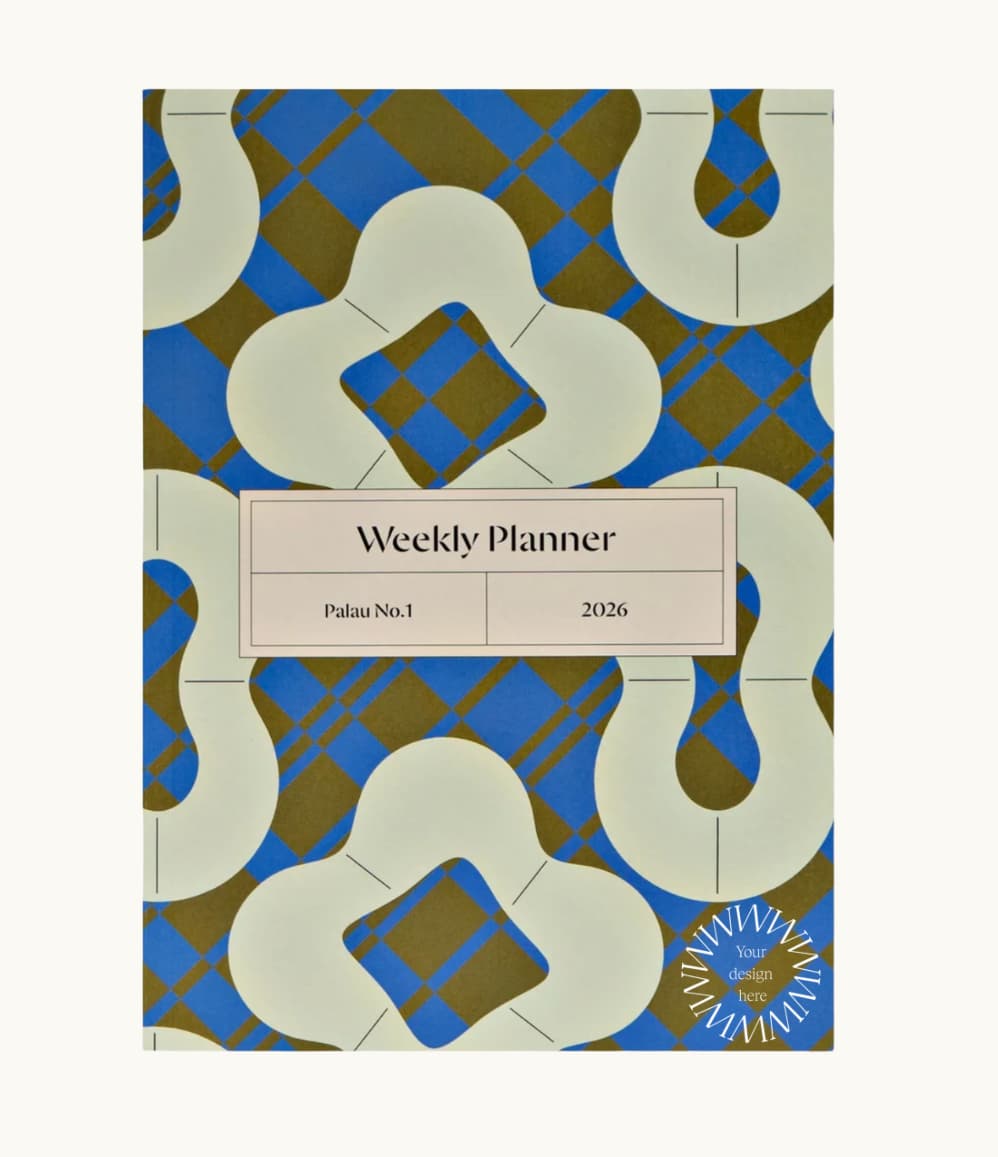 2026 weekly planner with patterned cover, branded corporate merchandise from women owned businesses