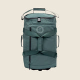 Wheeled Duffel 37L in laurel, front view with straps together, showing logo placement