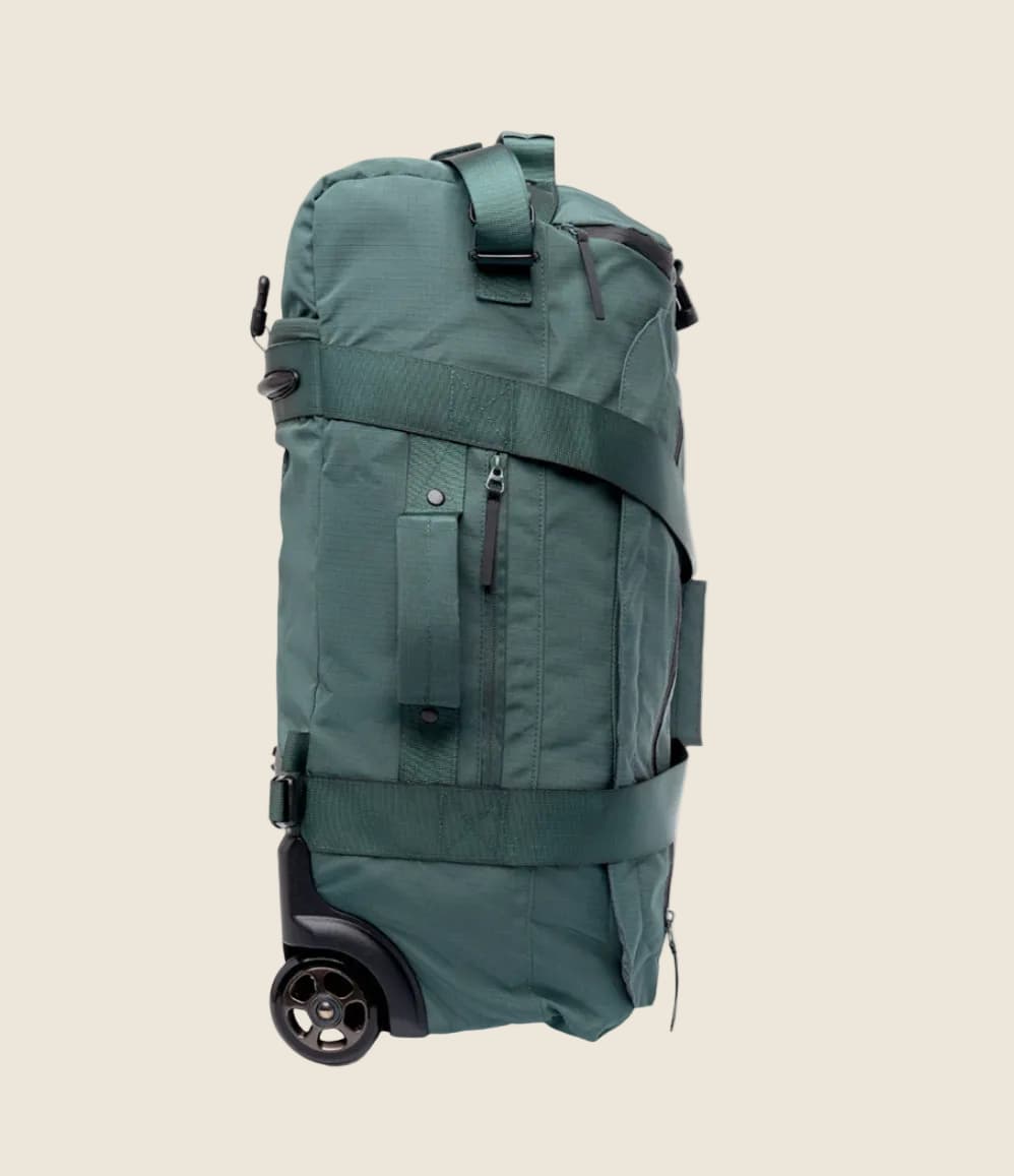 Wheeled Duffel 37L in laurel, side view