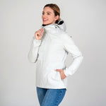 Women's white soft shell hoodie with hood