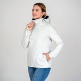 Women's white soft shell hoodie with hood