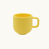 Sustainable 350ml ceramic coffee cup in yellow, artisan made corporate gifts from women-owned brands.
