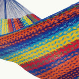 Close-up of handwoven cotton fabric, Yucatan artisan hammock