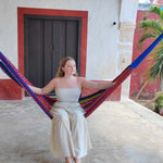 Handwoven Yucatan artisan cotton hammock detail, self care gift