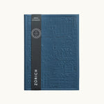 Debossed blue Zurich notebook personalised for corporate events, premium sustainable swag for clients and teams