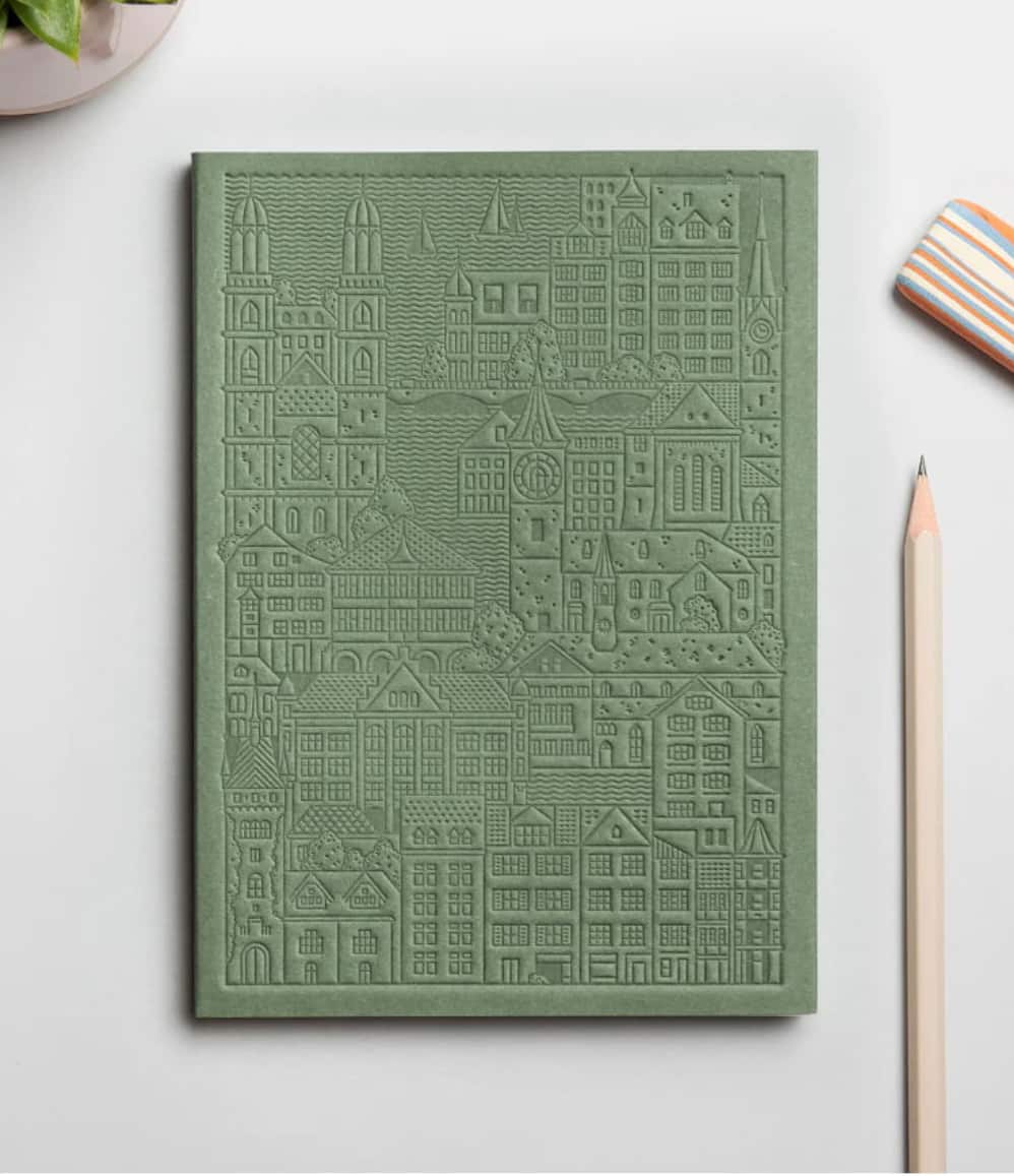 Zurich Notebook in green, part of the colour range
