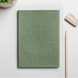 Green debossed Zurich notebook personalised for corporate gifting, premium sustainable event swag