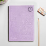 Premium lavender Zurich notebook with debossed logo, personalised sustainable corporate gift for events