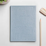 Light blue debossed Zurich notebook personalised for corporate gifting, premium sustainable event swag