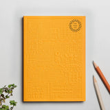 Premium yellow Zurich notebook with debossed logo, personalised sustainable corporate gift for events